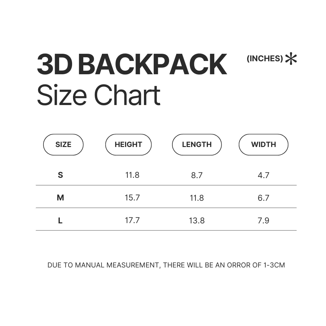 3D Backpack Size Chart - Ateez Gifts