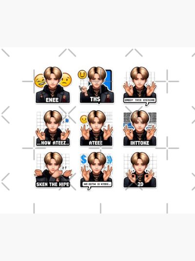 Ateez Meme Mania K-Pop Delight Sticker Collection Tapestry Official Ateez Merch