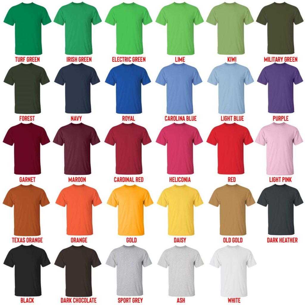 t shirt color chart - Ateez Gifts