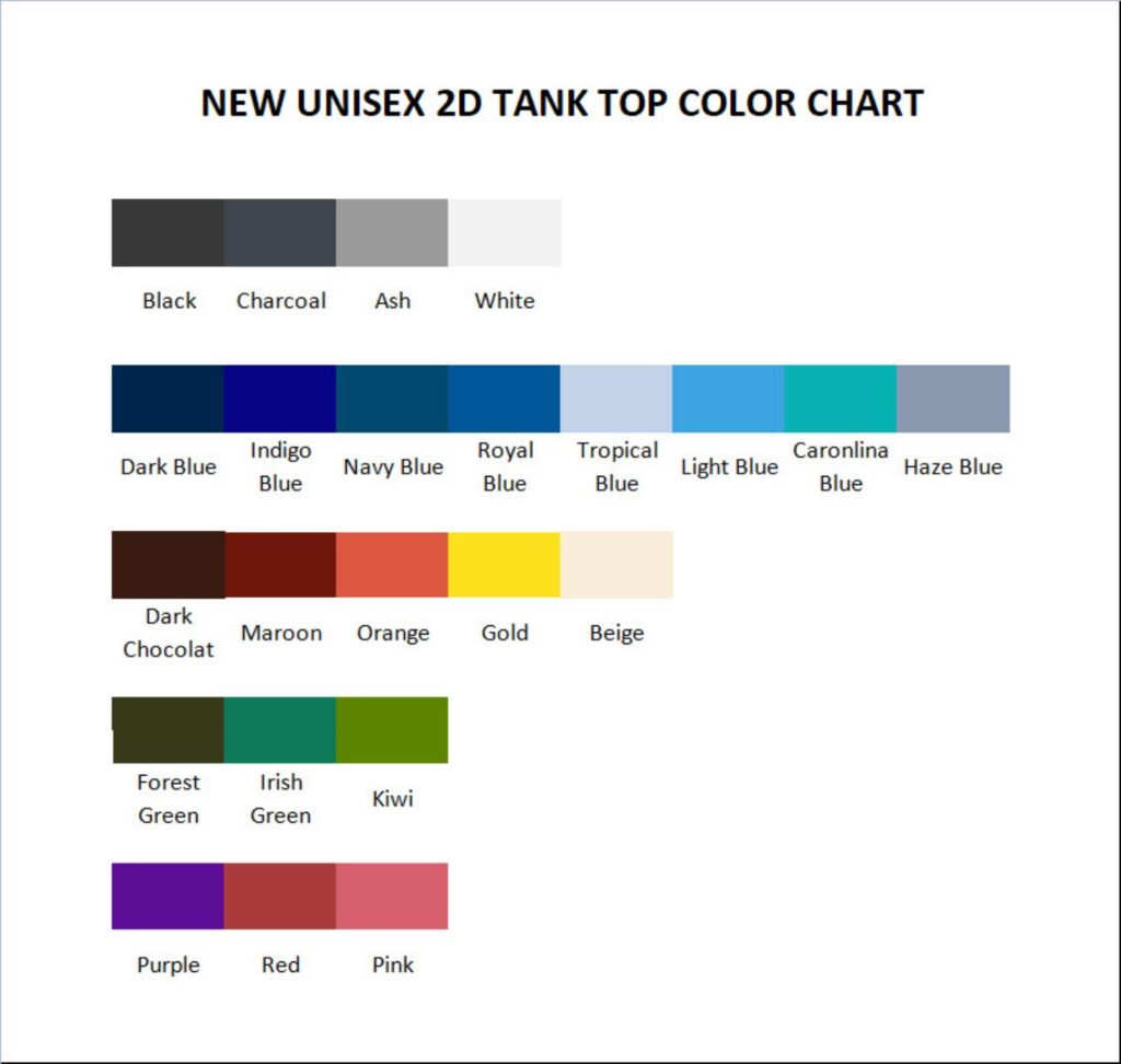 tank top color chart - Ateez Gifts