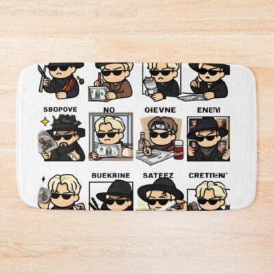 Ateez Meme Mania K-Pop Delight Sticker Collection Bath Mat Official Ateez Merch