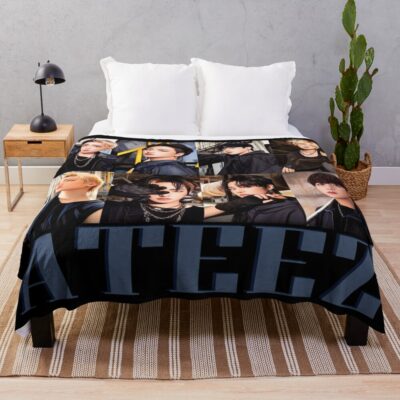 Ateez The World Movement Group 3 Throw Blanket Official Ateez Merch