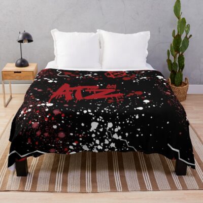 Ateez Break The Wall Grafitty Black Throw Blanket Official Ateez Merch