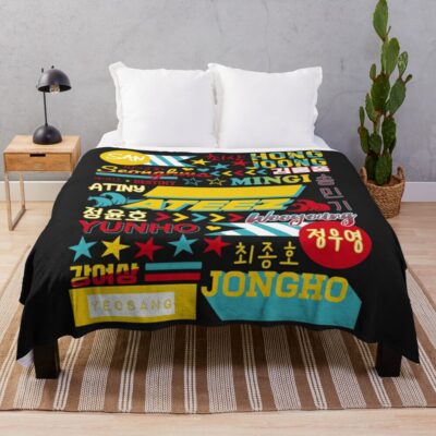 Ateez Collage Classic Throw Blanket Official Ateez Merch