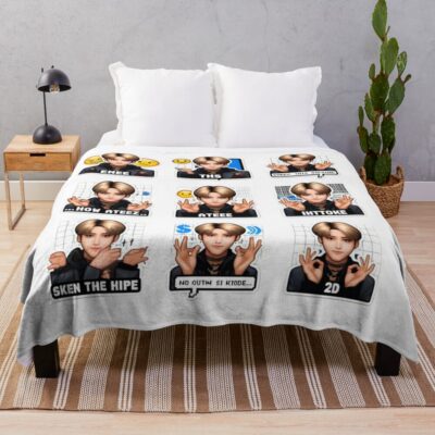 Ateez Meme Mania K-Pop Delight Sticker Collection Throw Blanket Official Ateez Merch