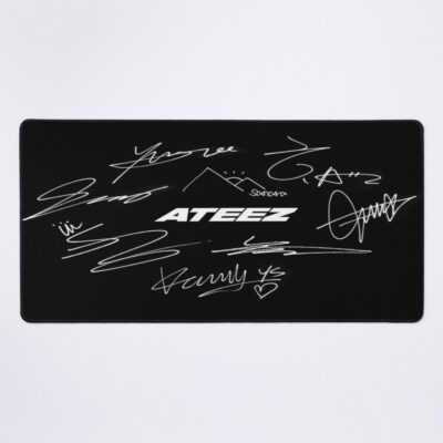 Ateez - Logo + Autographs (Black) Mouse Pad Official Ateez Merch