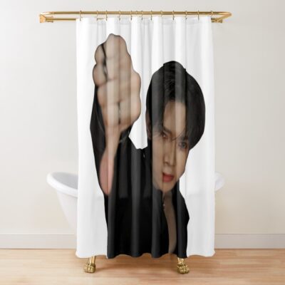 Thumbs Down Yeosang Meme Shower Curtain Official Ateez Merch