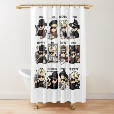 Ateez Meme Mania K-Pop Delight Sticker Collection Shower Curtain Official Ateez Merch