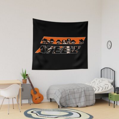 Ateez - Orangelogo Tapestry Official Ateez Merch