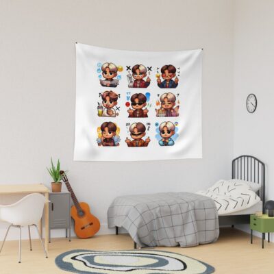 Ateez Meme Mania: K-Pop Delight Sticker Collection Tapestry Official Ateez Merch